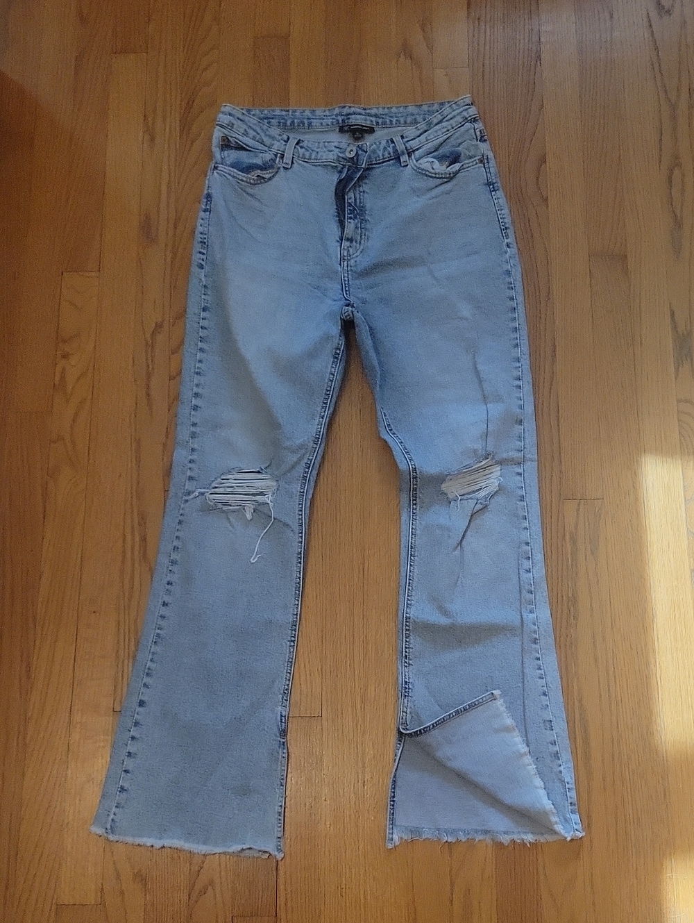 INC International Concepts Light Blue Distressed Boot Cut Jeans